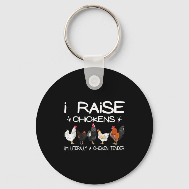Funny Chicken Lover Gift – I Raise Chickens Farm Q Nyckelring (Framsida)