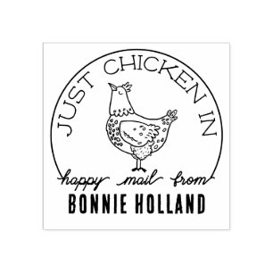 Funny Chicken Lycklig Mail Namn Frimärke Stämpel
