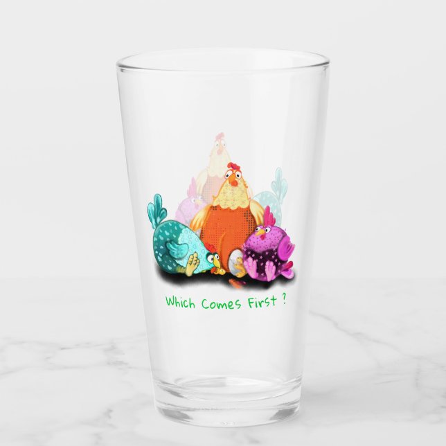 Funny Chicken- och äggglas - Anpassningsbar Text Glaskopp (Framsida)