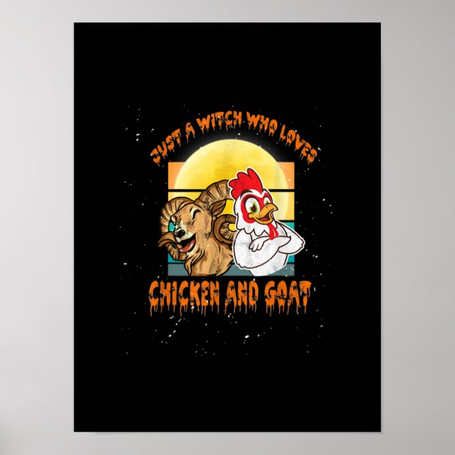 Funny Chicken och Goat Halloween Costume Gift Poster (Framsidan)