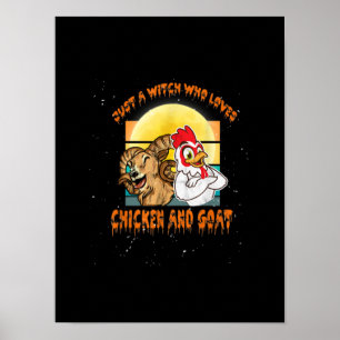 Funny Chicken och Goat Halloween Costume Gift Poster