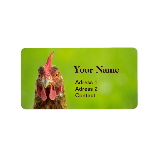 Funny Chicken på Grönten Adressetikett (Framsidan)
