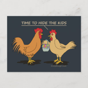 Funny Chicken Påskägg Hunt Tecknad Blue Vykort