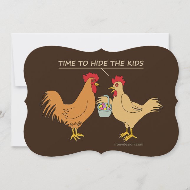 Funny Chicken Påskägg Hunt Tecknad Brown (Framsida)