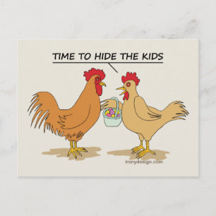 Funny Chicken Påskägg Hunt Tecknad Graphic Vykort