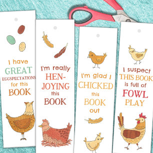 Funny Chicken Puns DIY Bokmärken