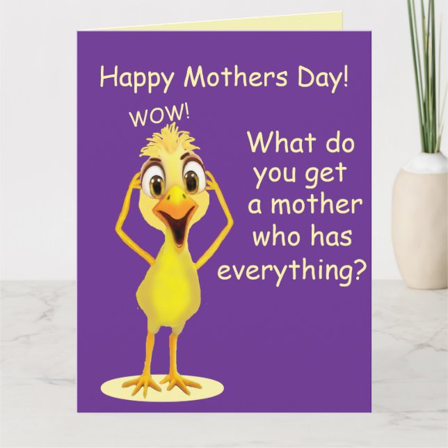 Funny Chicken Purple Mother's Day Card Kort (Framsida)
