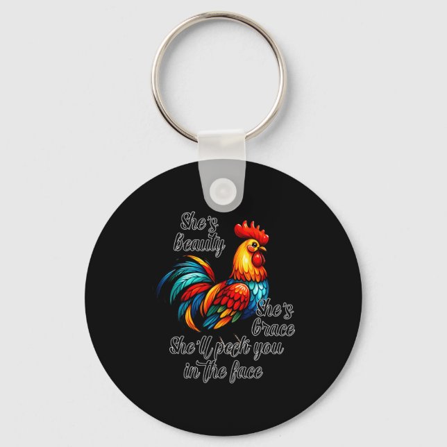 Funny Chicken Quote  Nyckelring (Framsida)