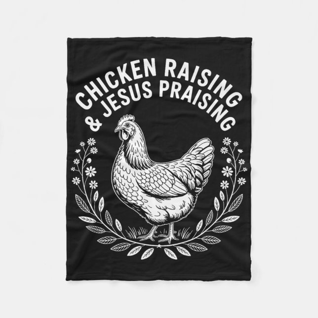Funny Chicken Raising &amp; Jesus Praising Humor C Fleecefilt (Framsidan)