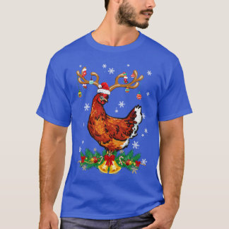 Funny Chicken Reindeer Ljus Ornament Santa Chris T Shirt