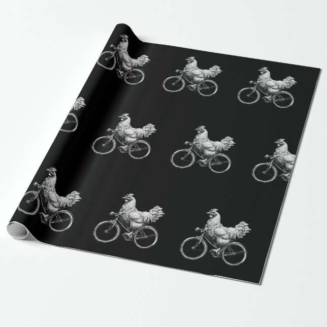 Funny Chicken Riding Bike Cyclist Cute Animal Kärl Presentpapper (Utrullad)