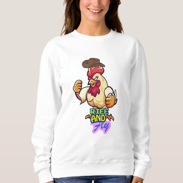 Funny Chicken Rise and Fly” T-Shirt (Framsida)