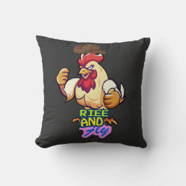 Funny Chicken Rise and Fly” T-Shirt Kudde