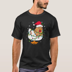 Funny Chicken Santa God jul Träd Ljus Gr T Shirt
