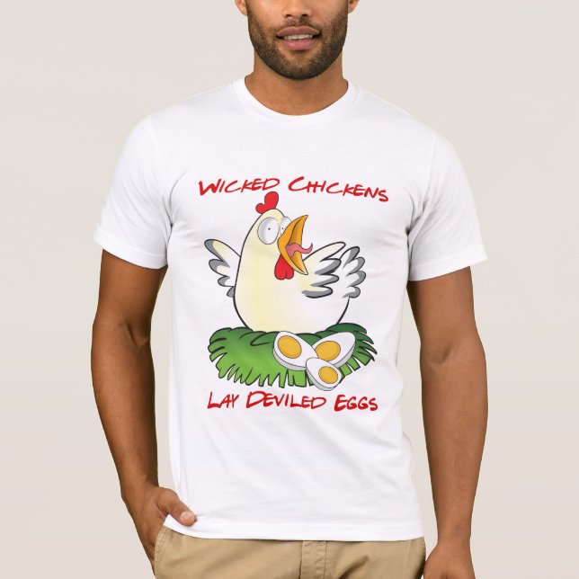 Funny Chicken Shirt Wicked Chickens Tee (Framsida)