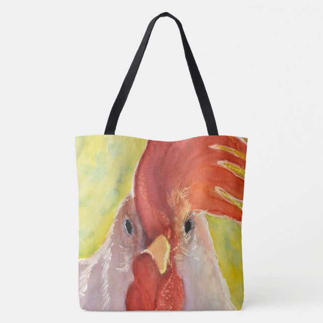Funny Chicken Tote Bag Tygkasse (Baksida)