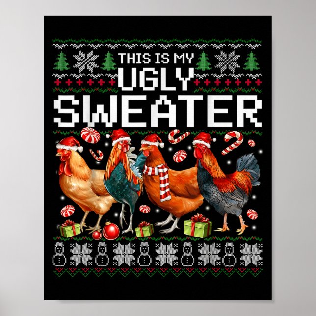 Funny Chicken Ugly Christmas Sweater Holiday Desig Poster (Framsidan)