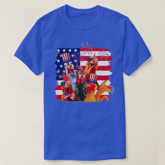 Funny Chicken US Flagga America   (2)  T Shirt (Design framsida)