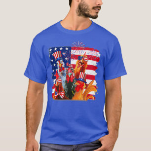 Funny Chicken US Flagga America   (2)  T Shirt