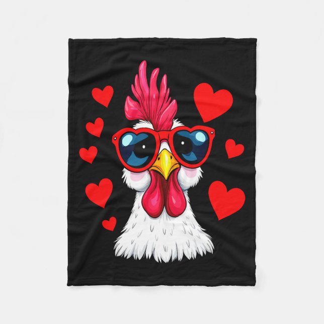 Funny Chicken Valentines Day Heart Chicken Couple  Fleecefilt (Framsidan)
