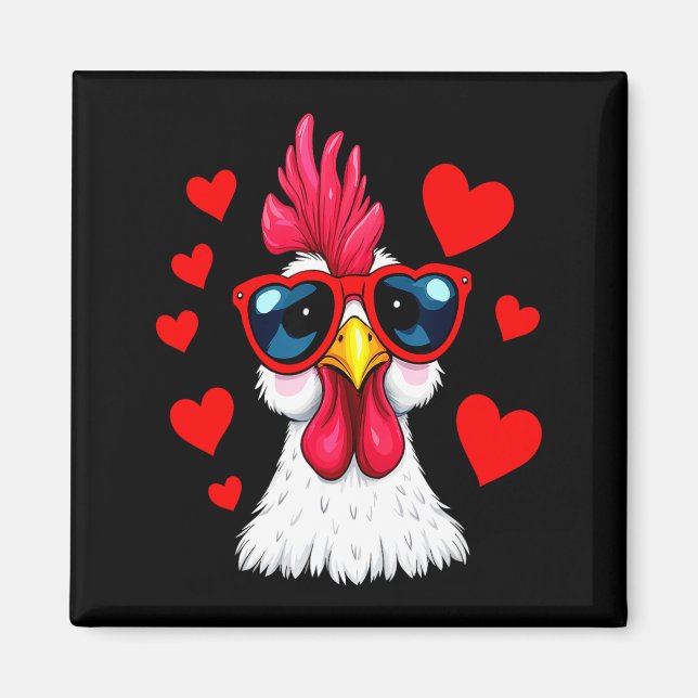 Funny Chicken Valentines Day Heart Chicken Couple  Magnet (Framsidan)