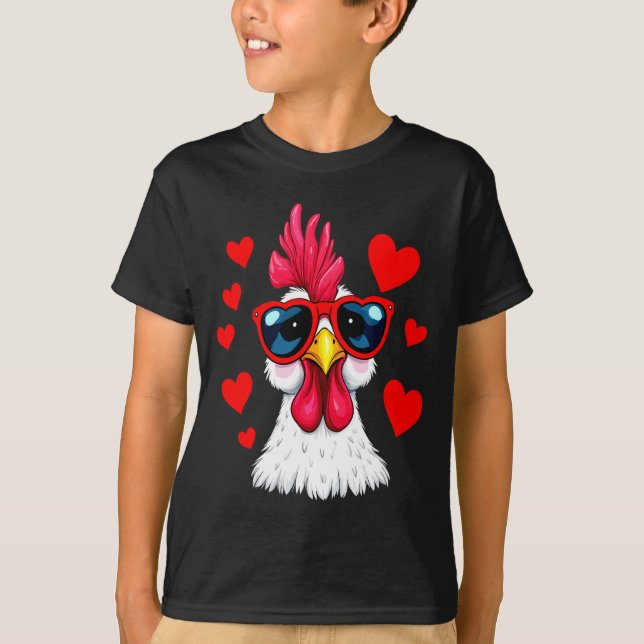 Funny Chicken Valentines Day Heart Chicken Couple  T Shirt (Framsida)
