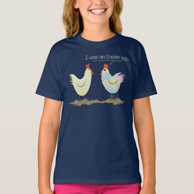 Funny Chicken var en Påskägg Mörk Tee Shirt (Framsida)