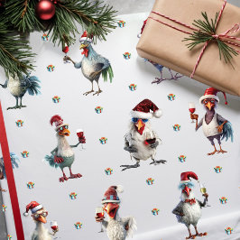 Funny Chicken Vin Party jul, Helgdag Vit Presentpapper