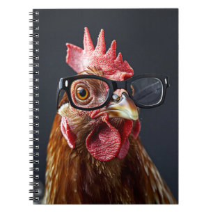 Funny Chicken Wearing Glass Anteckningsbok
