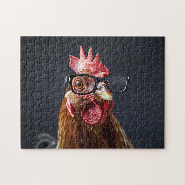Funny Chicken Wearing Glass Pussel (Horisontell)