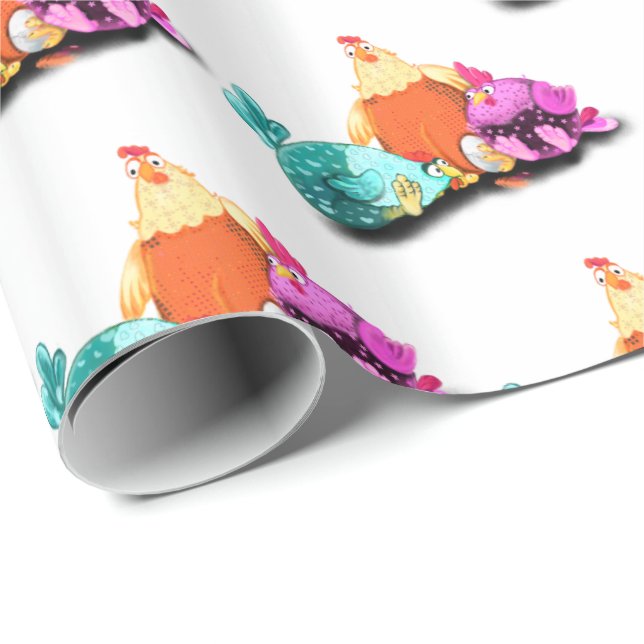 Funny Chicken Wrapping Papper Presentpapper (Rullad Hörn)