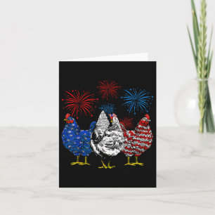 Funny Chickens American Flagga Patriotic Farmer 4: Kort
