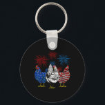 Funny Chickens American Flagga Patriotic Farmer 4: Nyckelring<br><div class="desc">Den amerikanska Flagga Patriotic Farmer 4 juli</div>