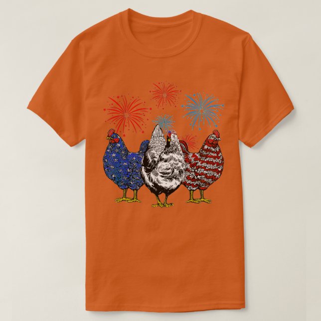 Funny Chickens American Flagga Patriotic Farmer 4: T Shirt (Design framsida)