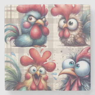 Funny Chickens and Roosters Stenunderlägg