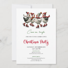 Funny Chickens Festive Red Green Holiday Invites Inbjudningar