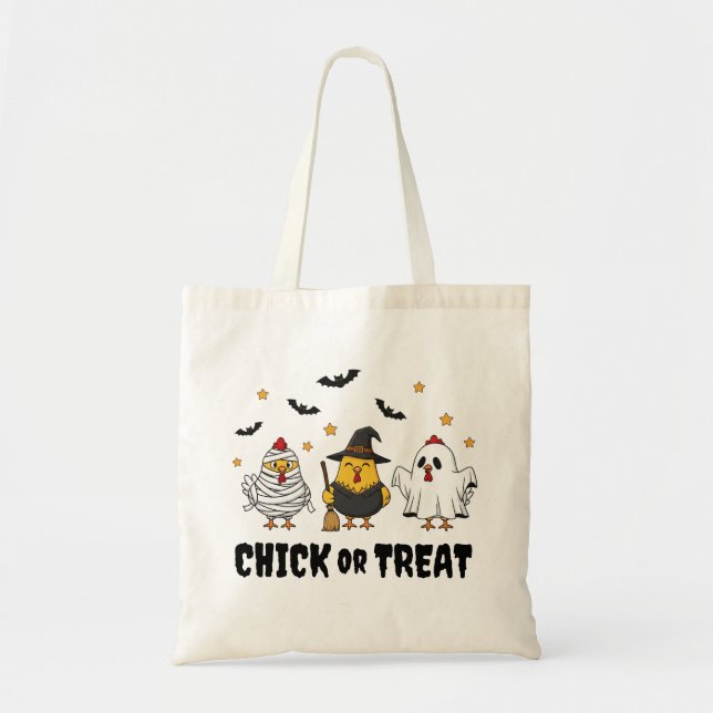 Funny Chickens Halloween Tote Bag Tygkasse (Framsidan)