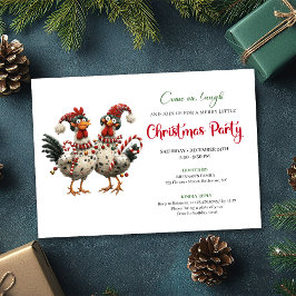 Funny Chickens Hand Drawn Holiday Celebration Card Inbjudningar