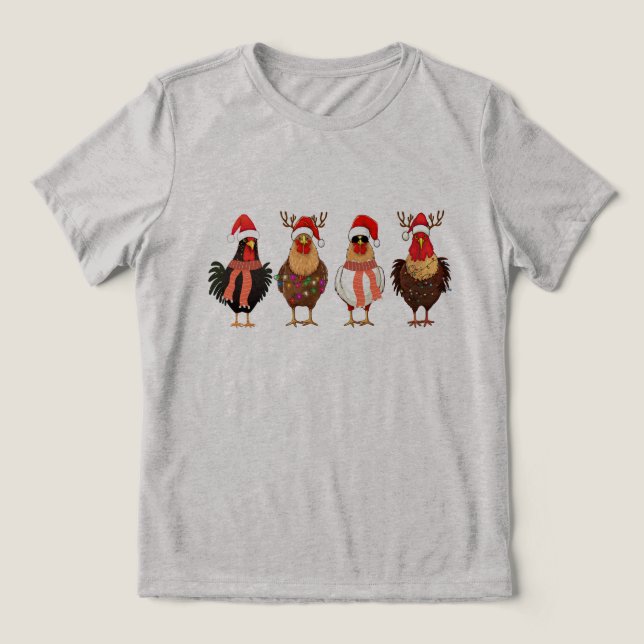 Funny Chickens jul Ljus T Shirt (Design Framsida)