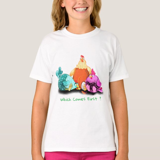 Funny Chickens väntar på att äggen ska förväxlas m T Shirt (Framsida)