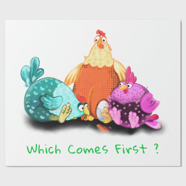 Funny Chickens Wrapping Papper Presentpapper (Platt)