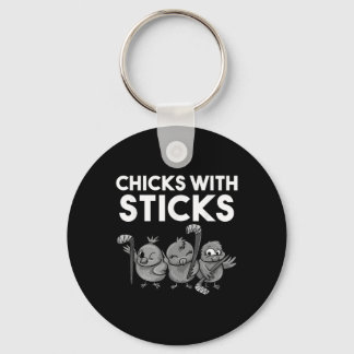 Funny Chicks With Sticks Hockey Girls Women Gift T Nyckelring