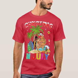 Funny Chiecken i Santa Hat Sunglass jul I T Shirt