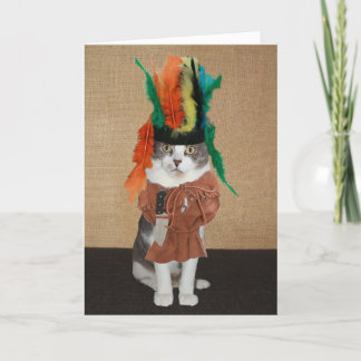 Funny Chief Cat Thanksgiving Helgkort
