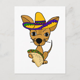 Funny Chihuahua äter Taco Tecknad Vykort