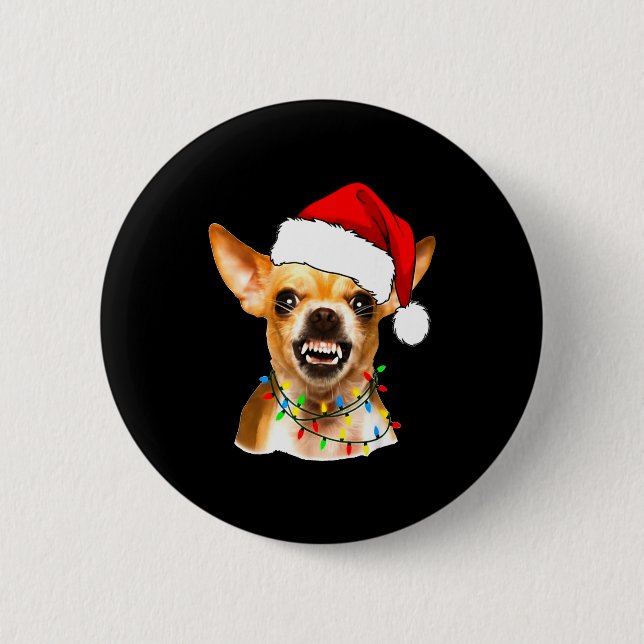 Funny Chihuahua Christmas Shirt For Dog Lovers Wom Knapp (Framsida)
