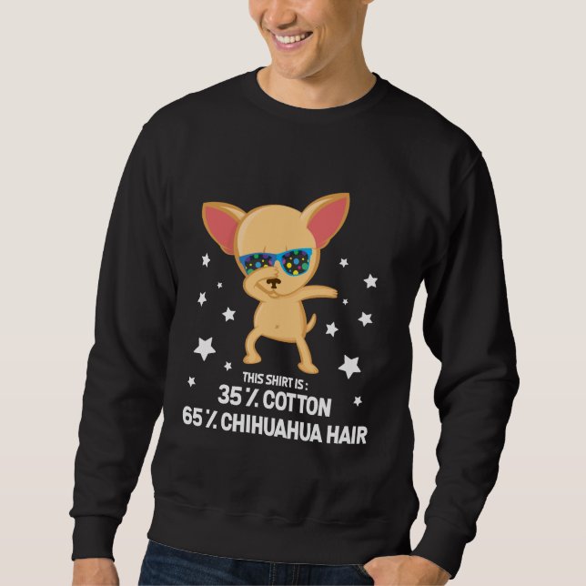Funny Chihuahua Dabbing Hund Hair-bomull Lång Ärmad Tröja (Framsida)