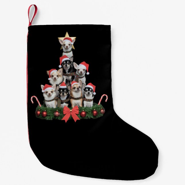 Funny Chihuahua Dog Christmas Tree Xmas  Liten Julstrumpa (Framsidan)
