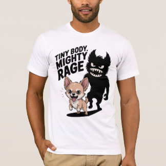 Funny Chihuahua Hund "Tiny Body, Mighty Rage" T Shirt