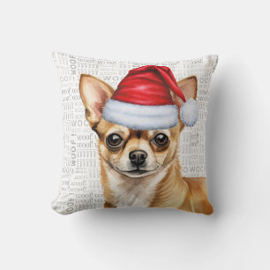 Funny Chihuahua Hund Watercolor jul Kudde